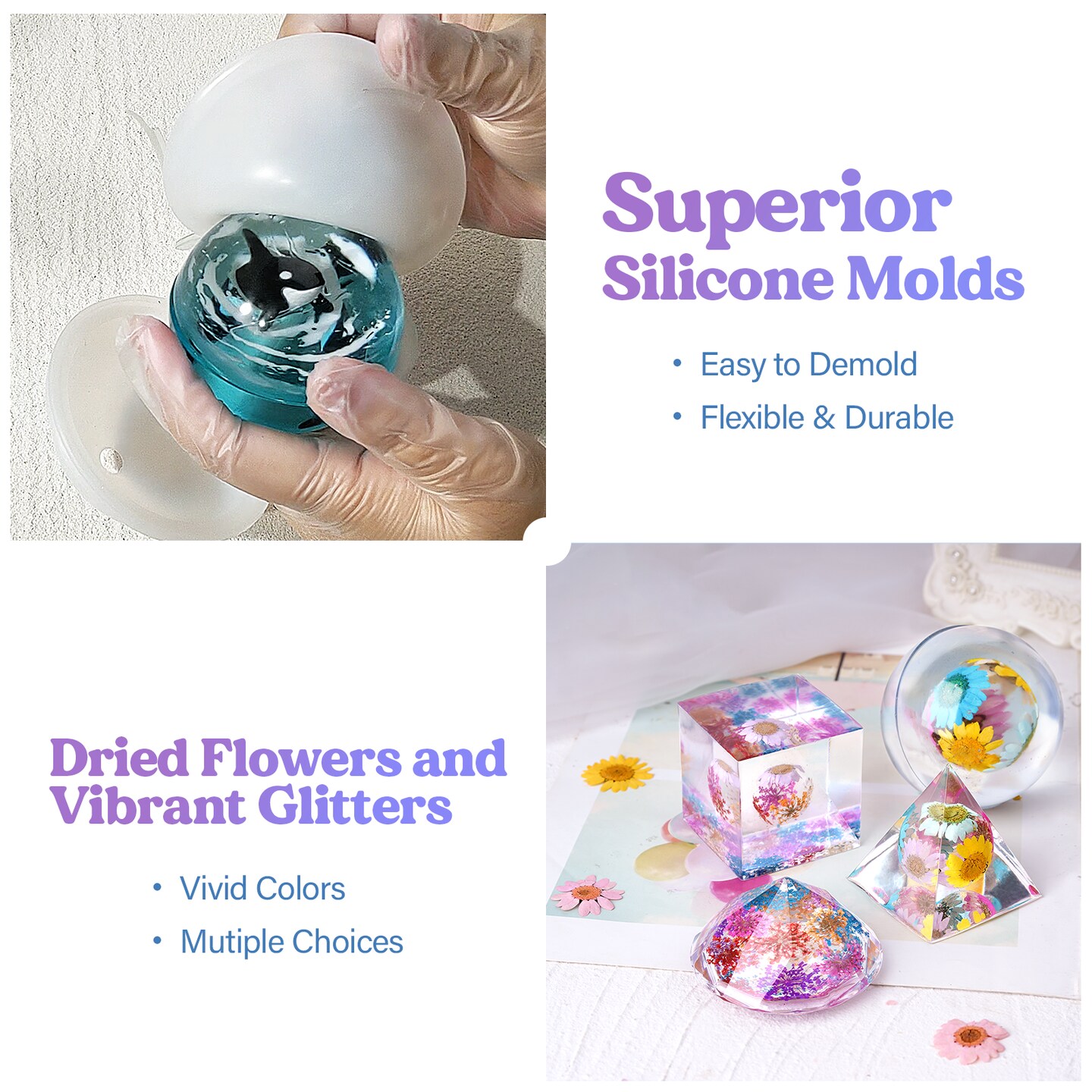 LET&#x27;S RESIN Epoxy Resin Kits and Molds Complete Set, 16oz Resin Art Kit with Silicone Molds, Pigment, Dried Flowers, Crafts for Adults, Beginners, Art Supplies for DIY Lovers, DIY Gift for Women
