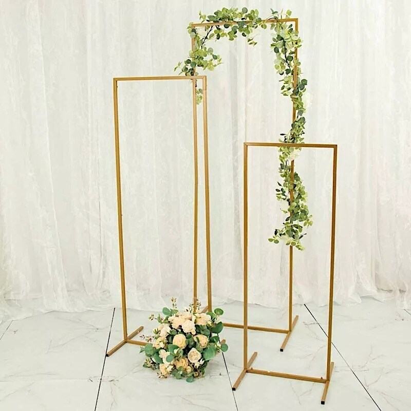 4 Rectangular Metal Floral Display Frame Wedding Arch Backdrop Stand Set Party