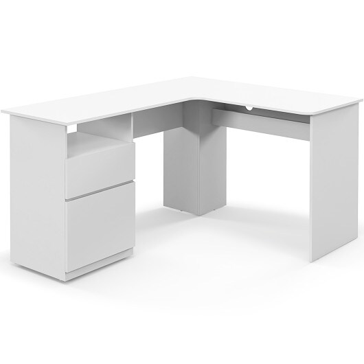 L-Shaped Computer Desk with Letter File Drawer