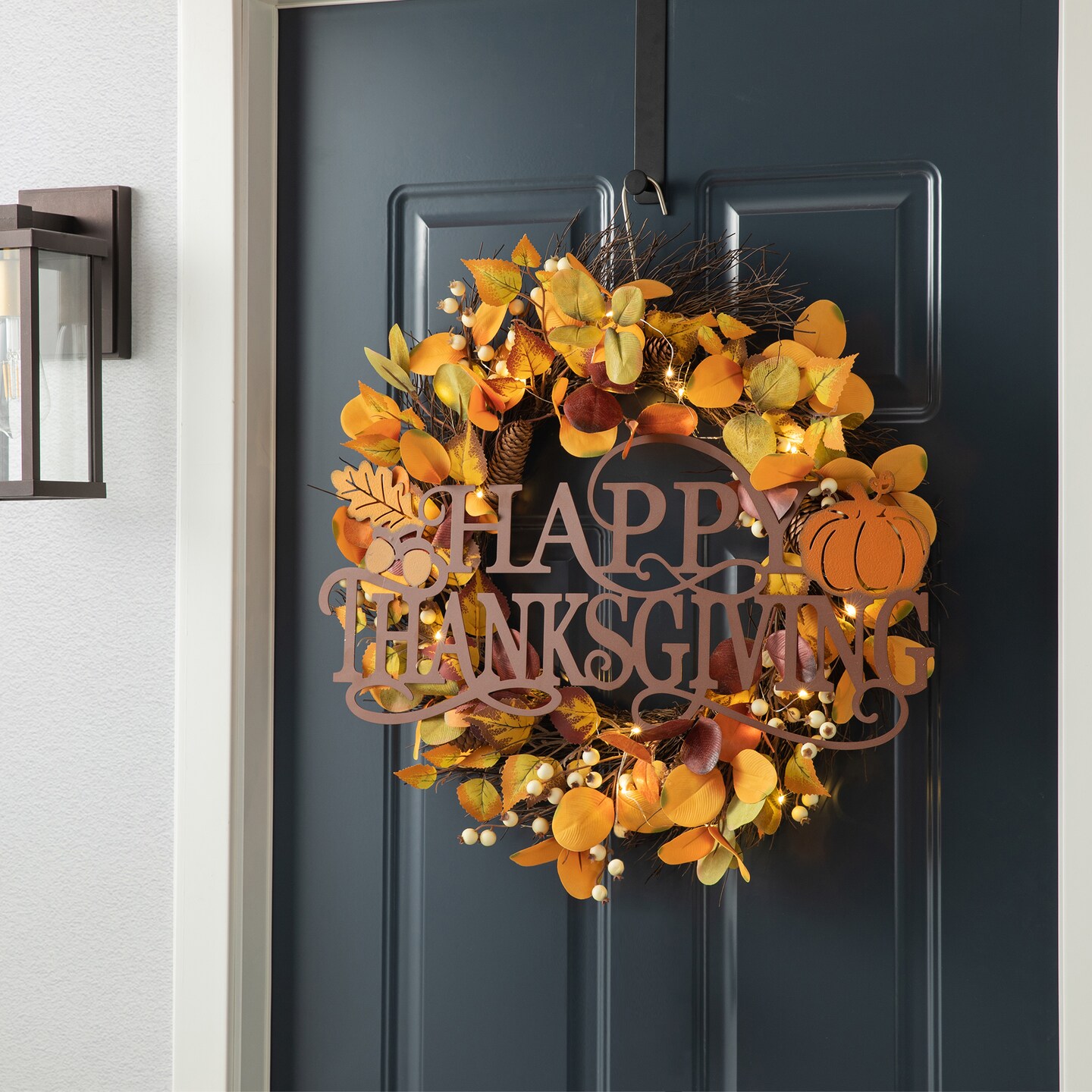 Set of 2 24&#x22;L Metal &#x22;HAPPY THANKSGIVING&#x22; Wall D&#xE9;cor