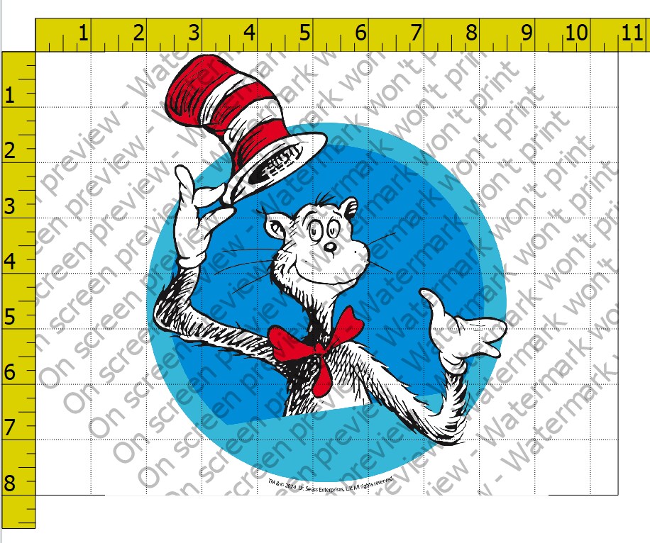 Cat in the Hat Edible Cake Topper 7.5in Round