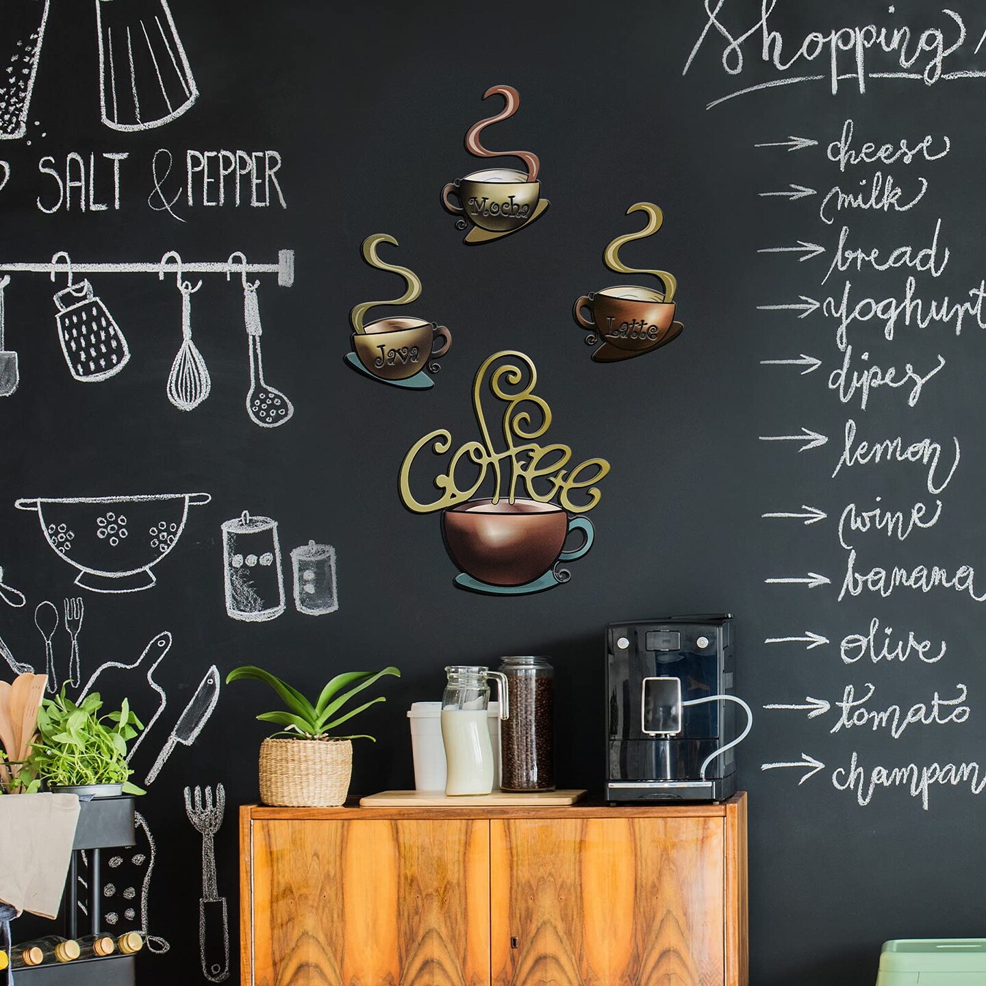 4 Pieces Metal Coffee Cup Wall Decor Coffee Bar Decor Coffee Decor Cafe Themed Wall Art Decoration Vintage Coffee Cup Wall Signs for kitchen decorations wall Coffee Shop Restaurant Lounge Decorations