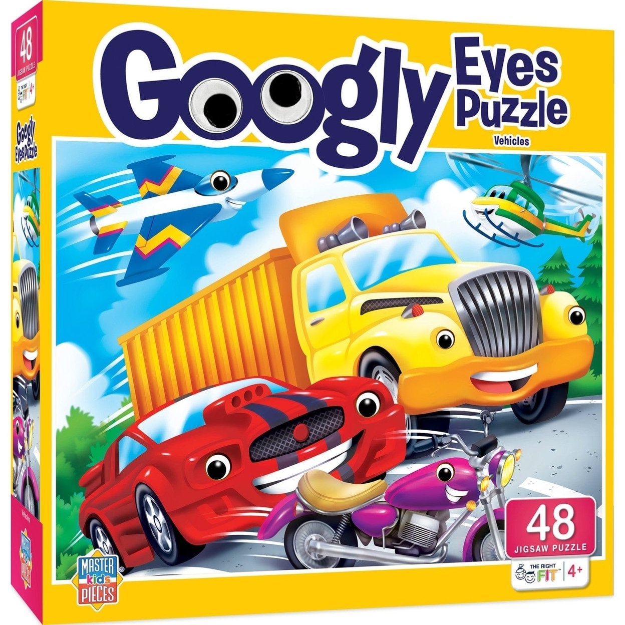 Googly Eyes Vehicles 48 Piece Kids Puzzle Interactive Fun Colorful Transport