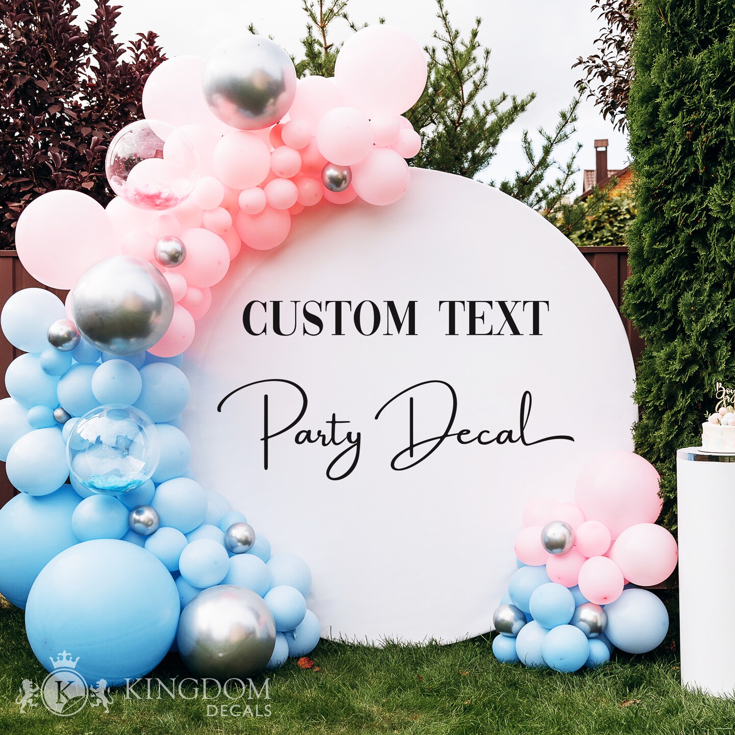 Custom Birthday Decal | Personalized Balloon Arch Sticker, Birthday Backdrop, Birthday Banner Decal, Floor Vinyl Sticker, Vinyl Party Decal