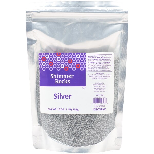 Silver Shimmer Rocks Sugar Candy Decorations