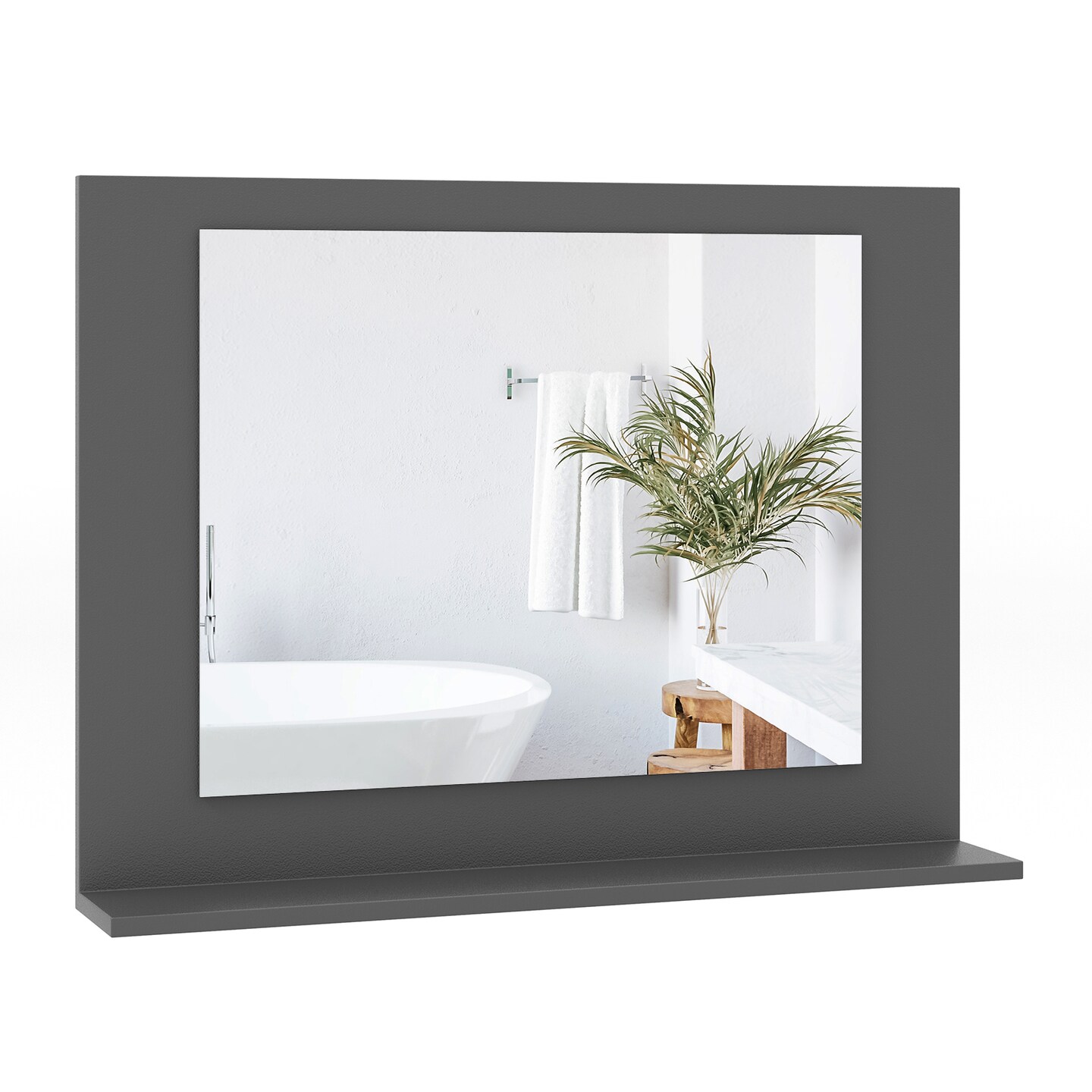 Rectangular Bathroom Mirror with Shelf for Storage and Organization