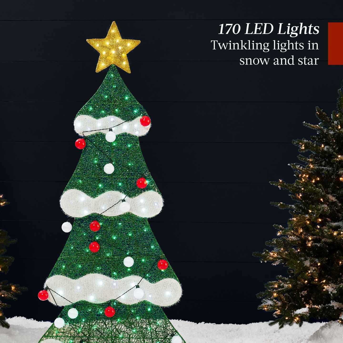 Best Choice Products 6ft Lighted 2D Christmas Tree Outdoor Decor w/ 170 LED Lights, Gift Boxes, Storage Bag