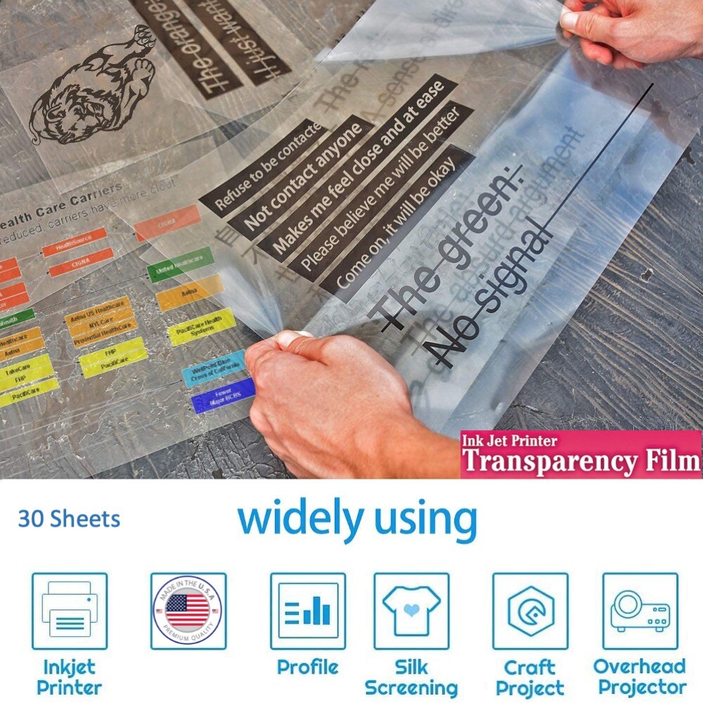 Inkjet Transparency Film Clear 8.5"x11" Sheets Pck Overhead Projector Crafts