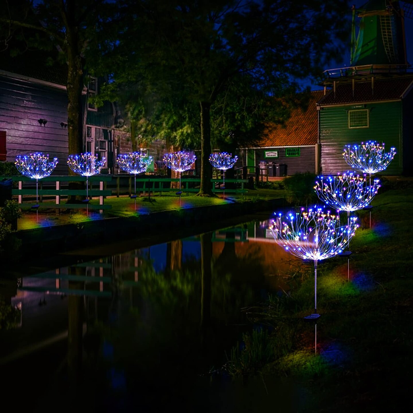 SolarEra Christmas Solar Garden Lights Solar Lights Outdoor Waterproof 2 Pack Solar Powered Firework Stake Lights 120 LED Sparklers Solar Outside Lights for Yard Pathway Flowerbed Decor (Colorful)