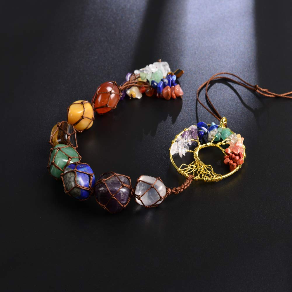 7 Chakra Stone Healing Crystal Tree of Life Wall Hanging Home Interior Decoration&#xFF0C;Window Decoration&#xFF0C;Yoga Meditation