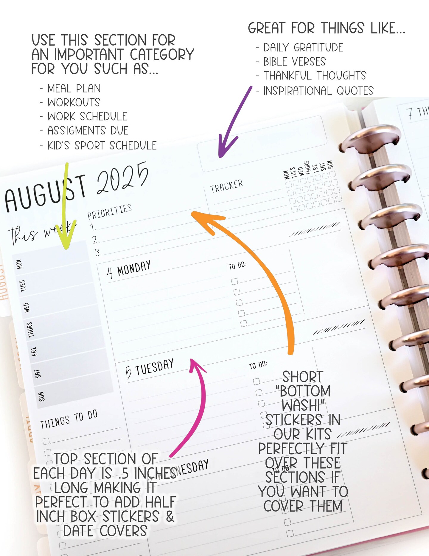 2025 Planner - Horizontal Layout, Disc Bound - &#x22;Rainbow Glitz&#x22; (#701)