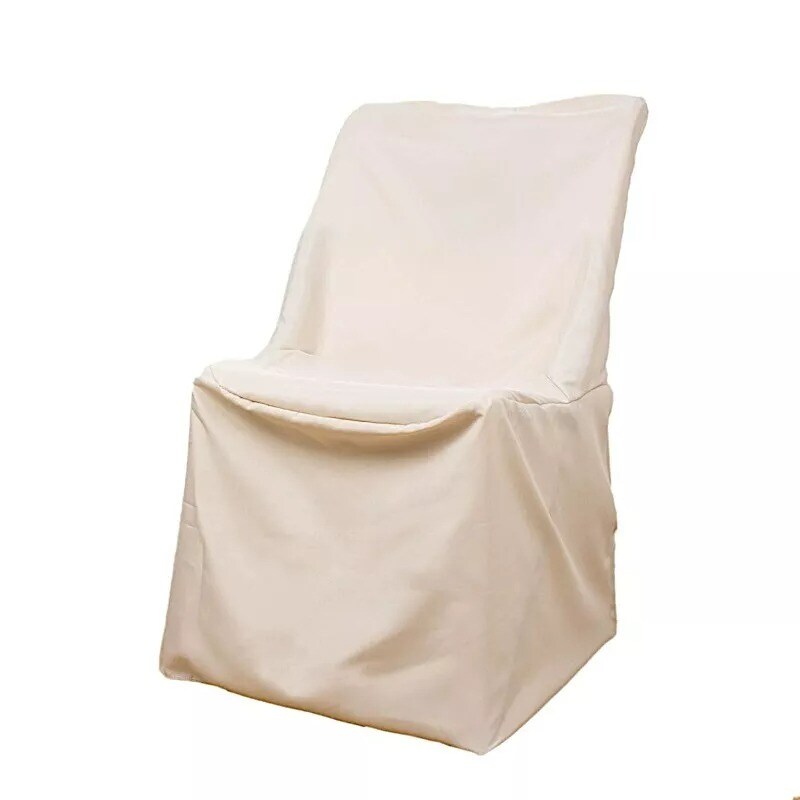 10 pcs Beige LIFETIME Folding CHAIR COVERS Slipcovers Polyester Supplies Event