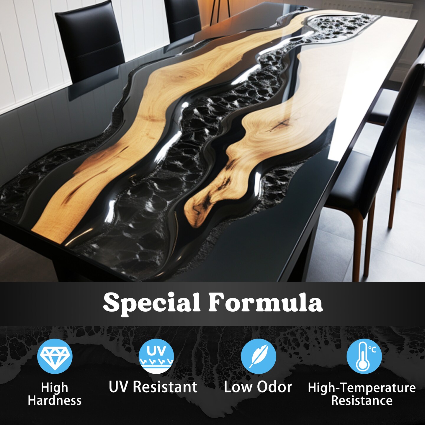 LET'S RESIN EPOXY RESIN Black Resin Epoxy,44OZ Bubble Free & High-Gloss Epoxy Resin Kit,Self Leveling Resin and Hardener for Art Crafts,Jewelry Making,Resin Molds