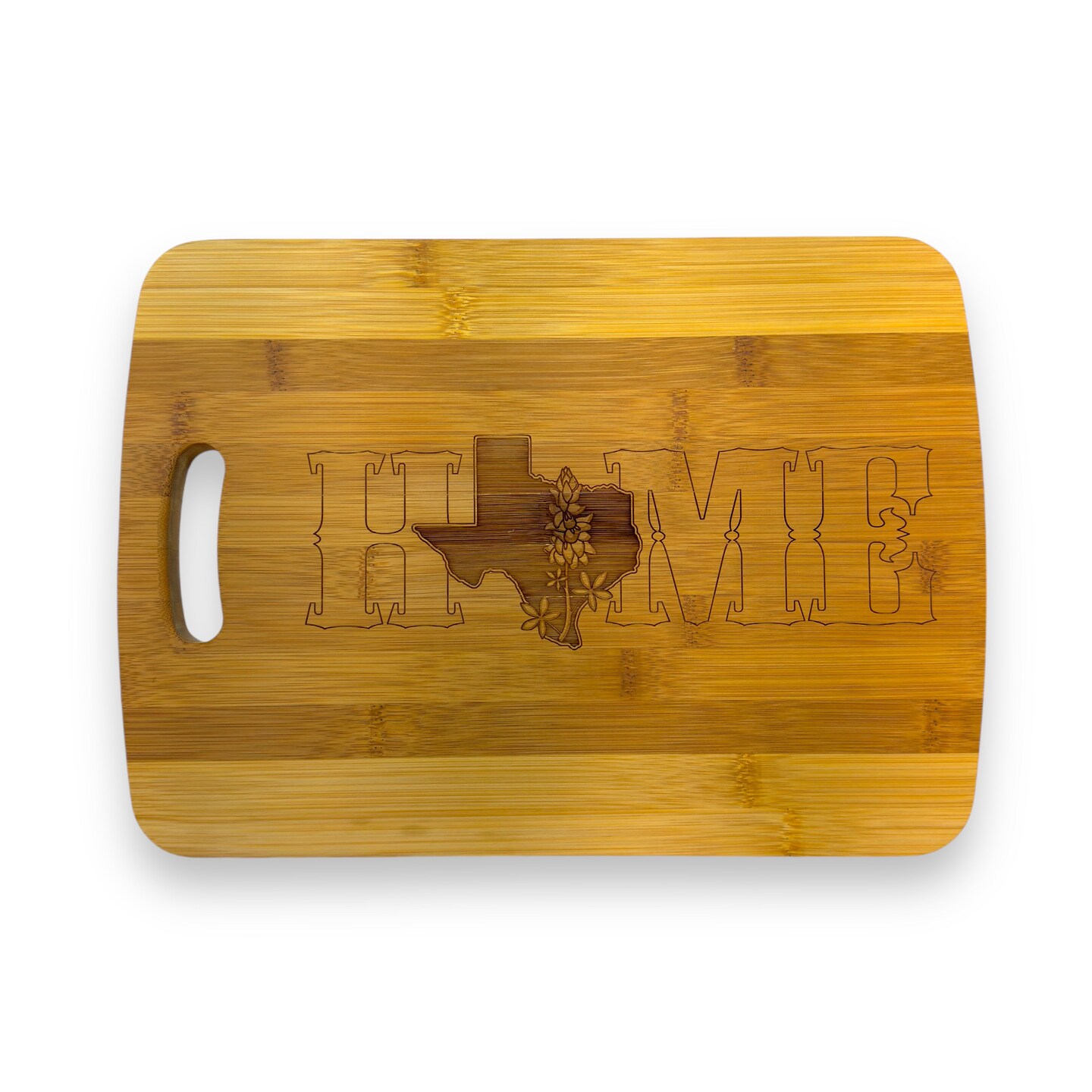 Texas Home with Bluebonnets - Cutting Board 14&#x27;&#x27;x9.5&#x27;&#x27;x.5&#x27;&#x27; Bamboo