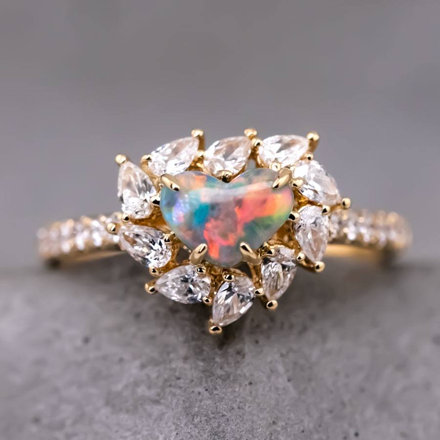 Cavll Damantrng Australscher Andamooka-Matrx-Opal 585 Goldrng, 5,85ct (1-tlg