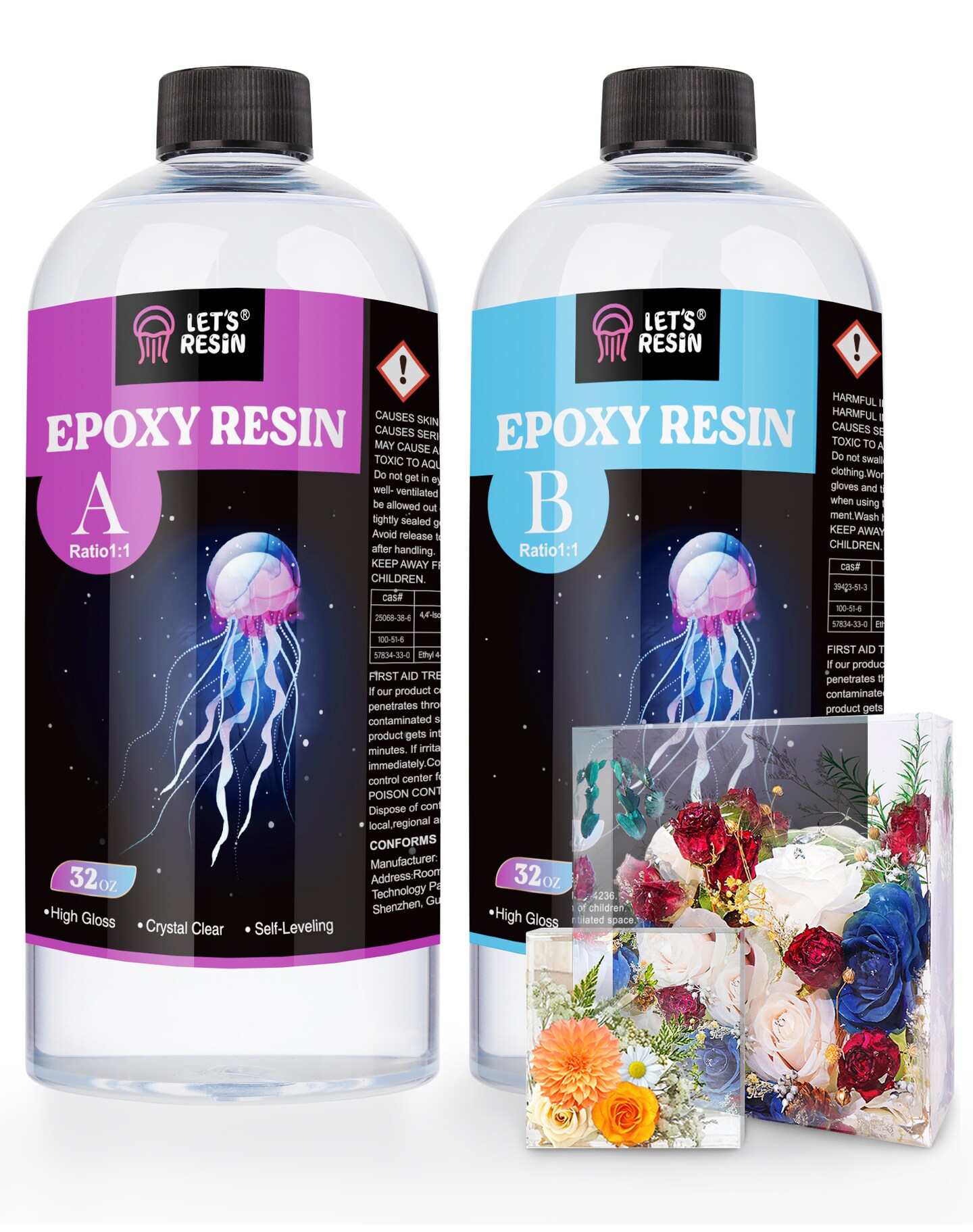 LET&#x27;S RESIN 1/2 Gallon Casting Epoxy Resin,Bubble Free &#x26; Crystal Clear Epoxy Resin Kit,2 Part Resin and Hardener for Jewelry Making,Crafts,Tumbler,Art