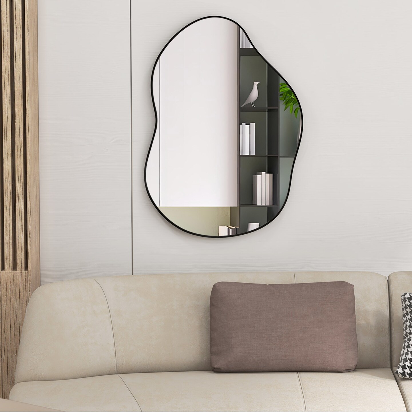 Irregular Wall Mounted Mirror with Premium Back Board-Black
