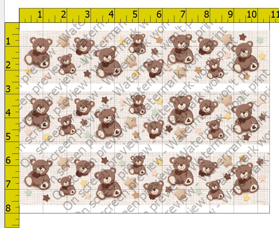 Teddy Bear Edible Cake Topper Image Strips