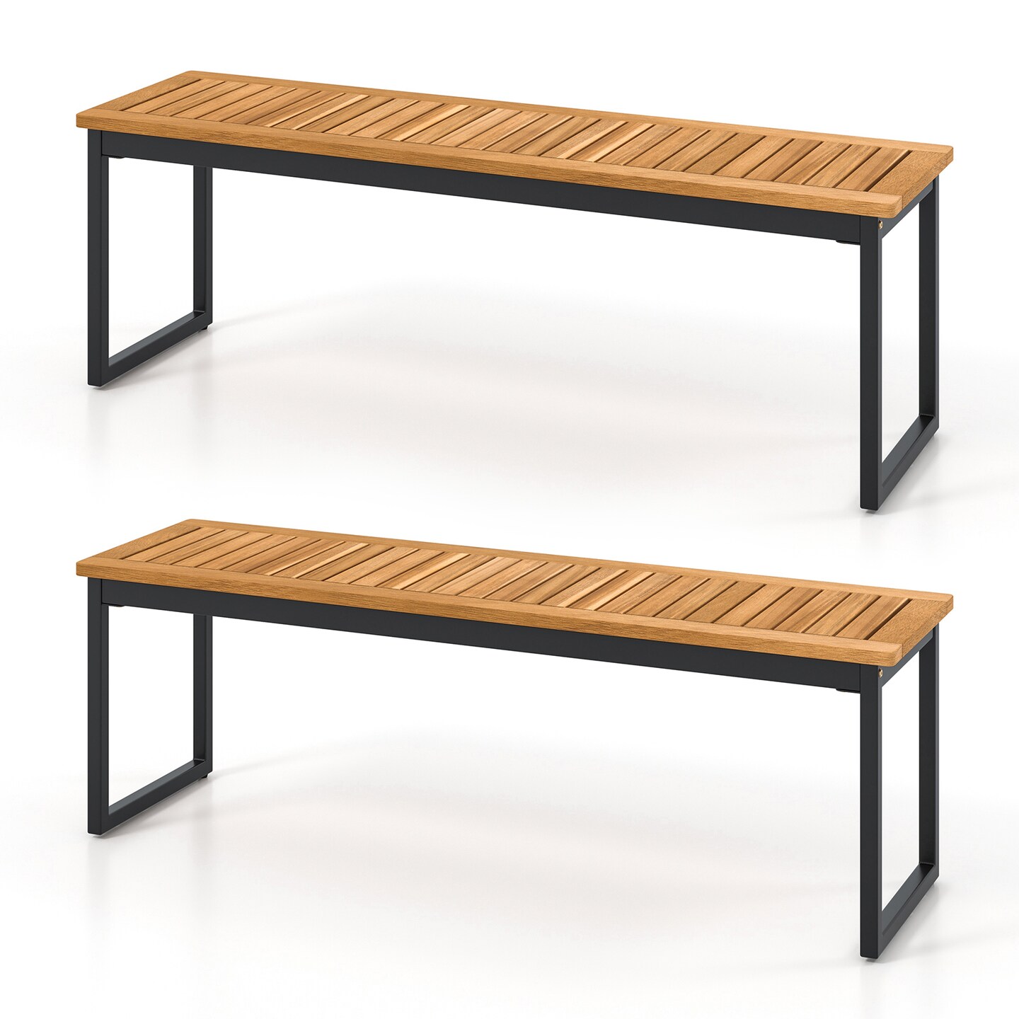 Set of 2 Patio Dining Bench for 2-3 Person Indoor Outdoor - Multi