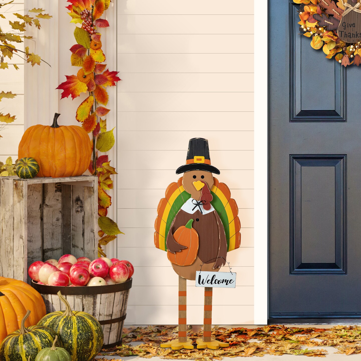 30.25&#x22;H Thanksgiving Wooden Turkey Porch Decor