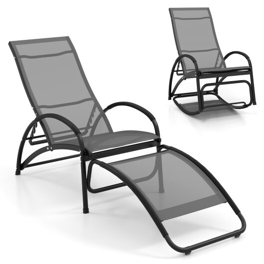 2-in-1 Outdoor Rocking Chair with 4-Position Adjustable Backrest for Patio Porch Poolside - 48.5 x 24.5 x 36 (L x W x H)