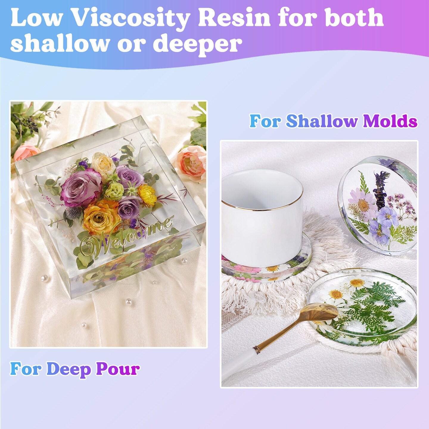 LET&#x27;S RESIN 80oz Crystal Clear Casting Resin Kit,Bubbles Free Epoxy Resin Supplies,Clear Resin for Beginner,Tumblers,Molds,Jewelry,Resin and Hardener with 6 Mica Powders,Large Silicone Cup