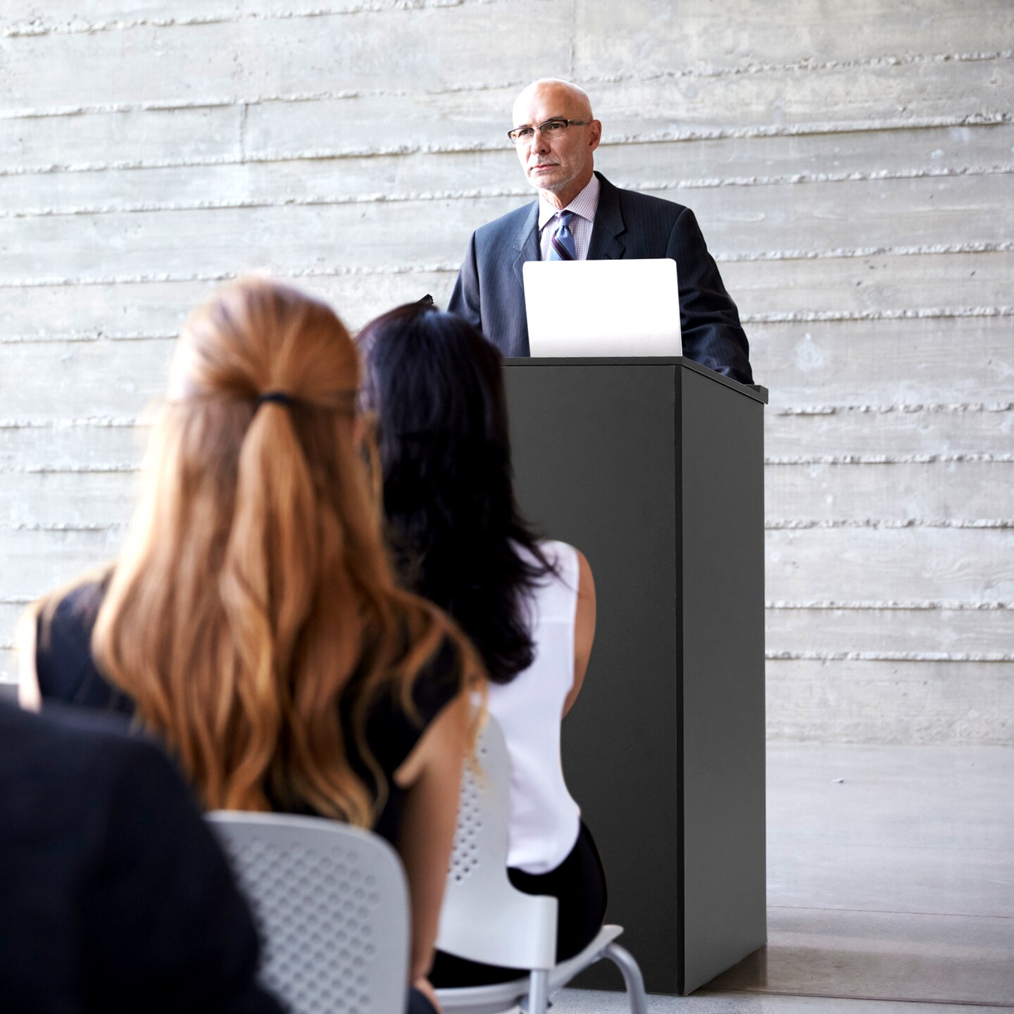 Black Wooden Floor Standing Podium Speaking Lectern with Adjustable Shelf