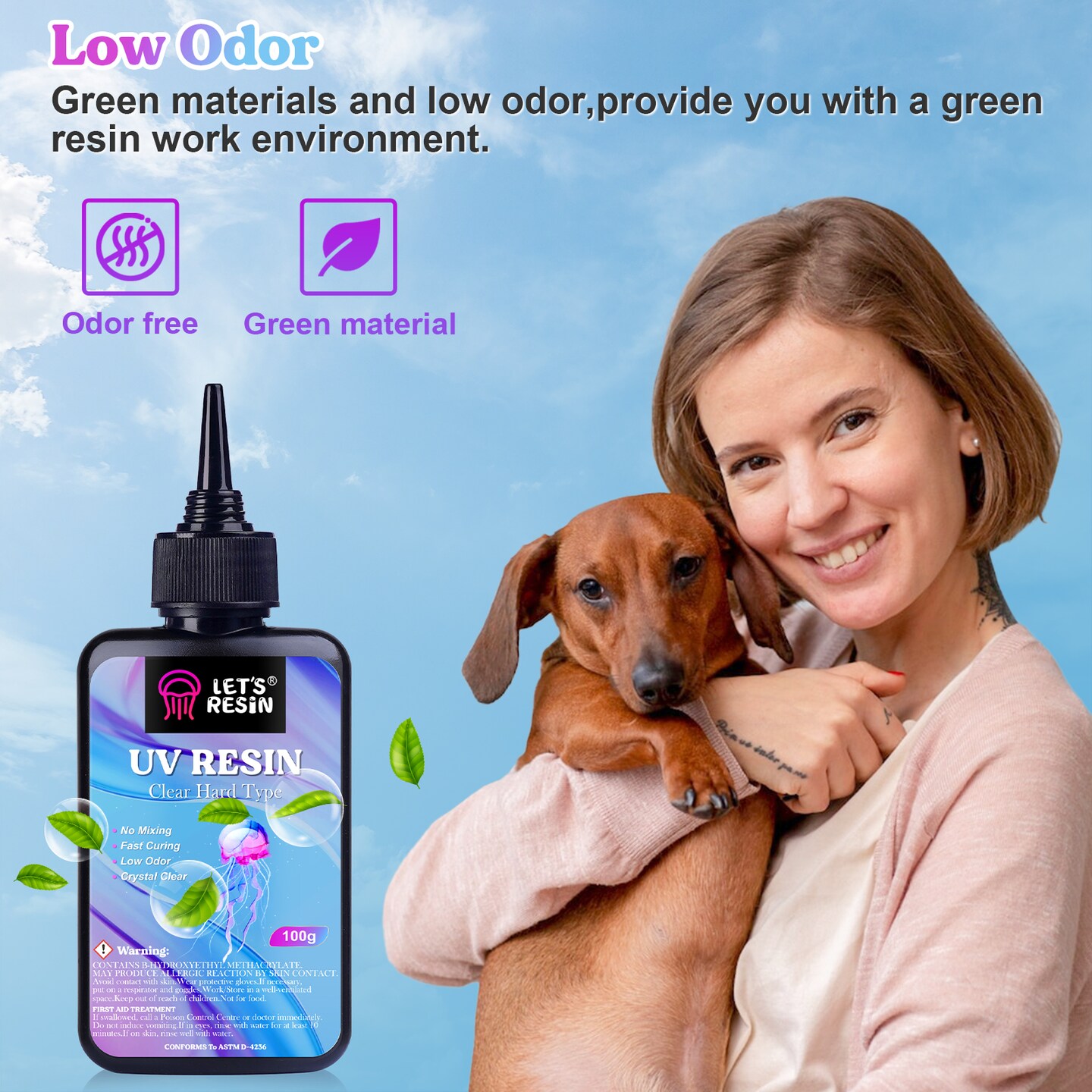 LET'S RESIN UV Resin, 300g Low Viscosity Crystal Clear Thin UV Resin Kit, Quick-Curing & Low Shrinkage Ultraviolet Epoxy Resin for Crafts, Casting, UV Resin Molds