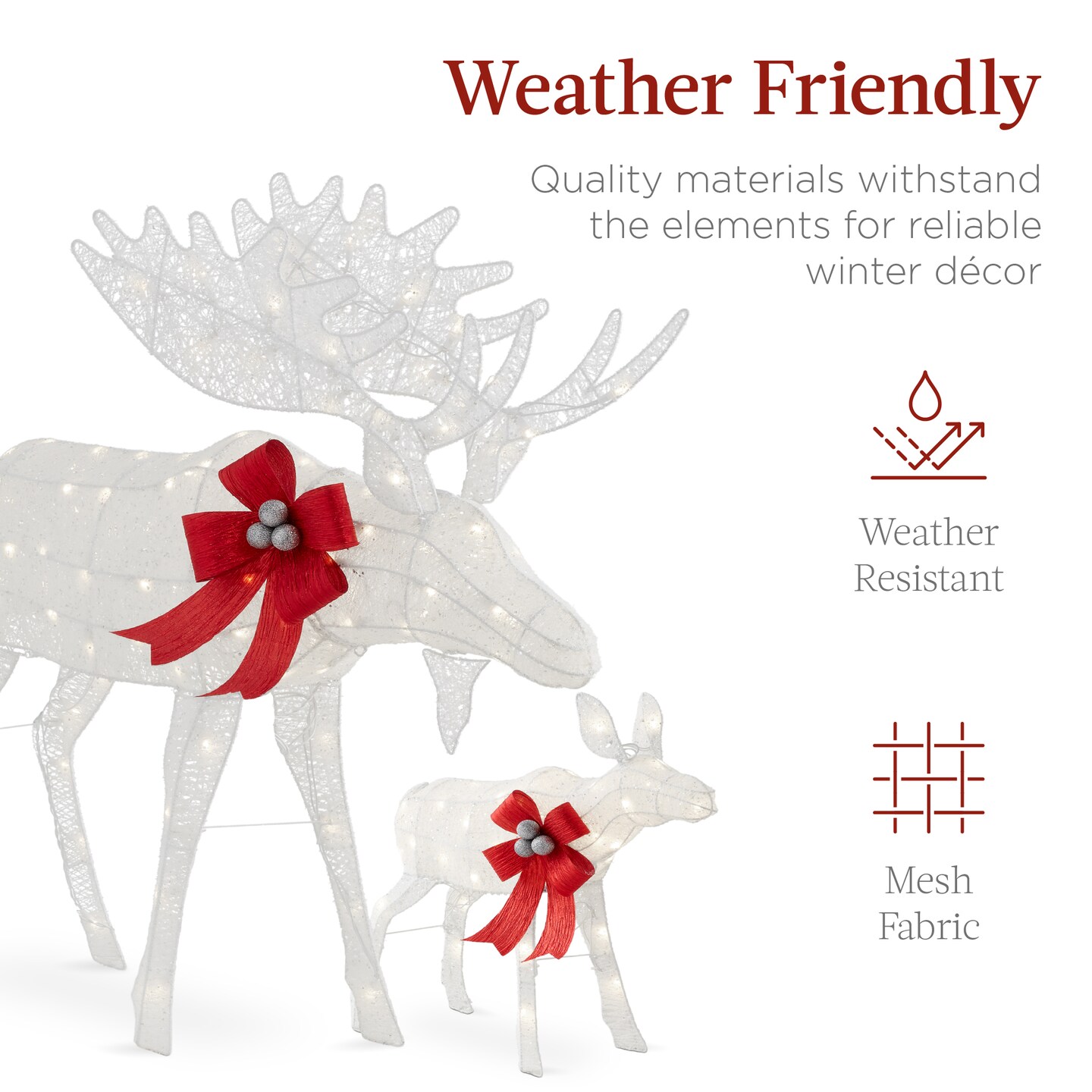 Best Choice Products 2-Piece Moose Family Lighted Christmas Yard D&#xE9;cor Set w/ 170 LED Lights, Stakes, Zip Ties