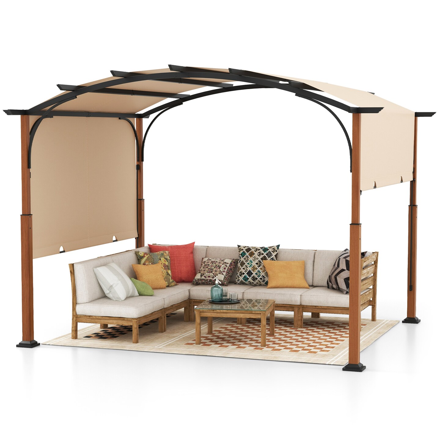Outdoor Retractable Pergola with Retractable Canopy for Patio