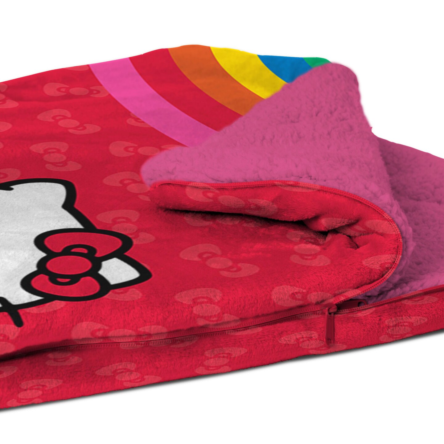 Sanrio Hello Kitty Pink Pride Silk Touch Throw Blanket Sherpa Slumber Bag 27&#xD7;56 Inches