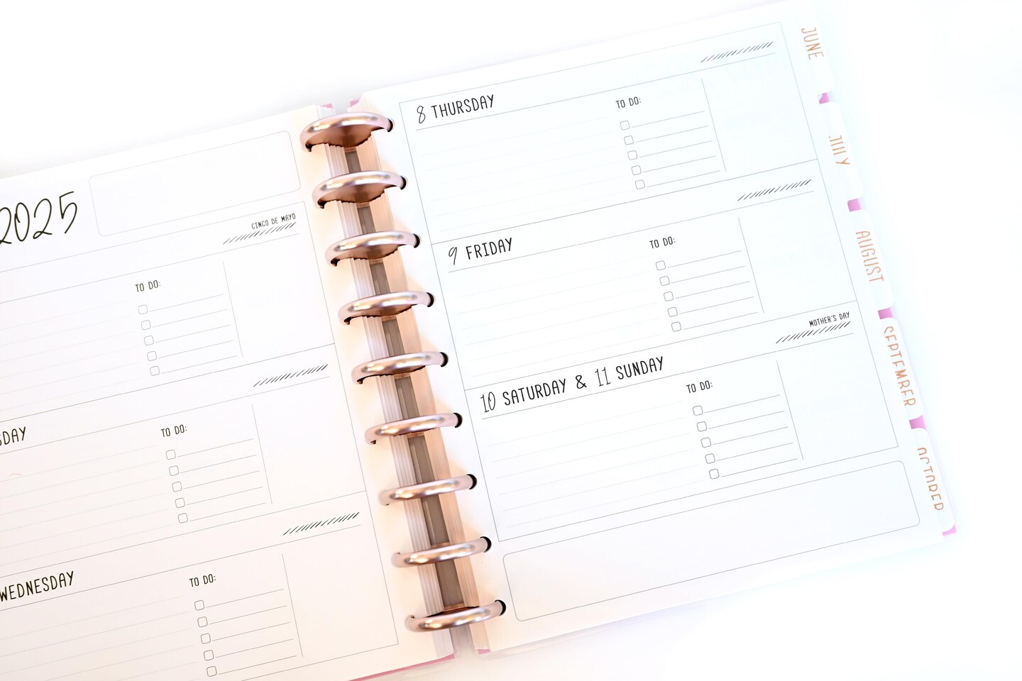 2025 Planner - Mini Horizontal Layout, Disc Bound - "Teal Strokes" (#1002)