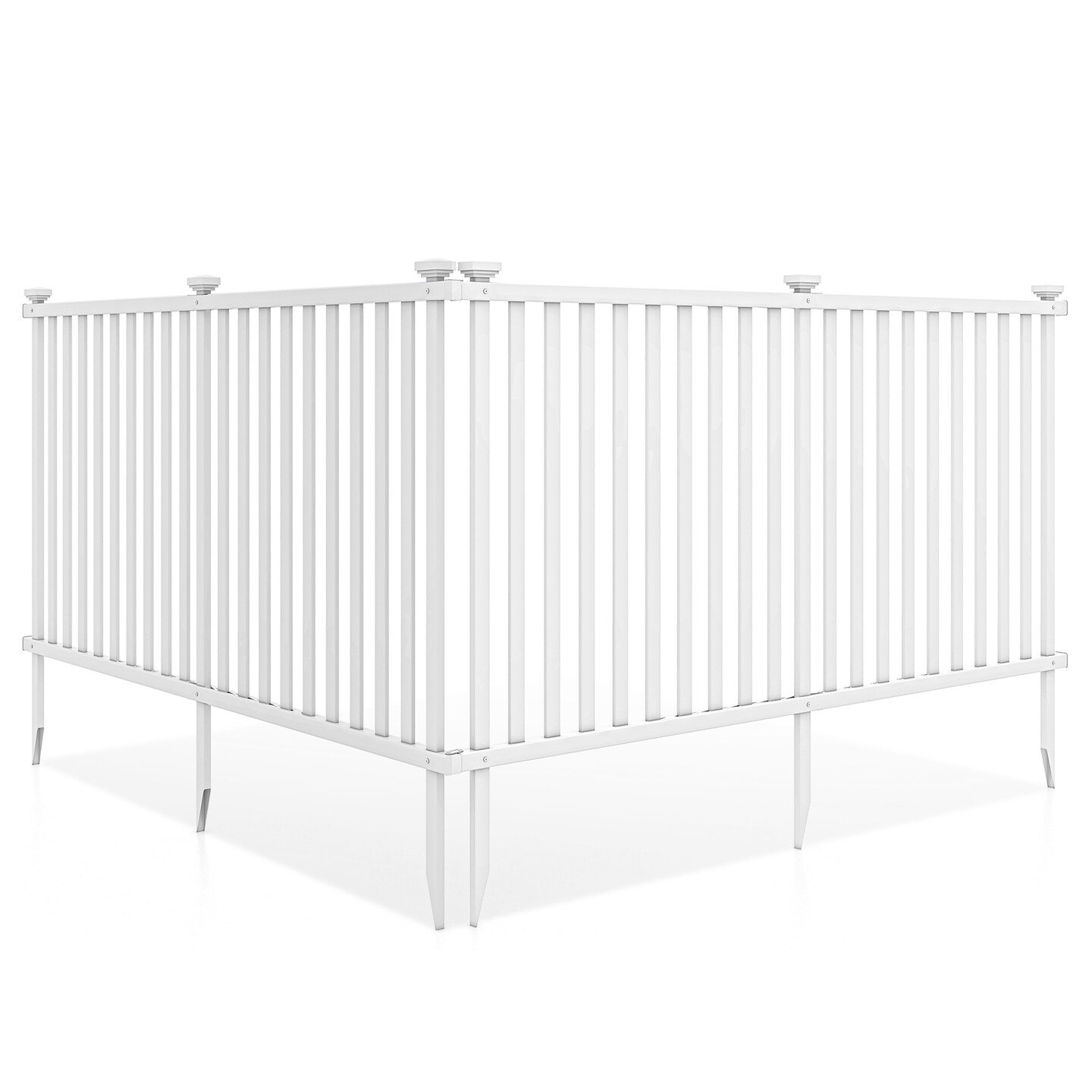 White 80 Inch PVC Fence Panels with Ground Stakes Outdoor Privacy Screen