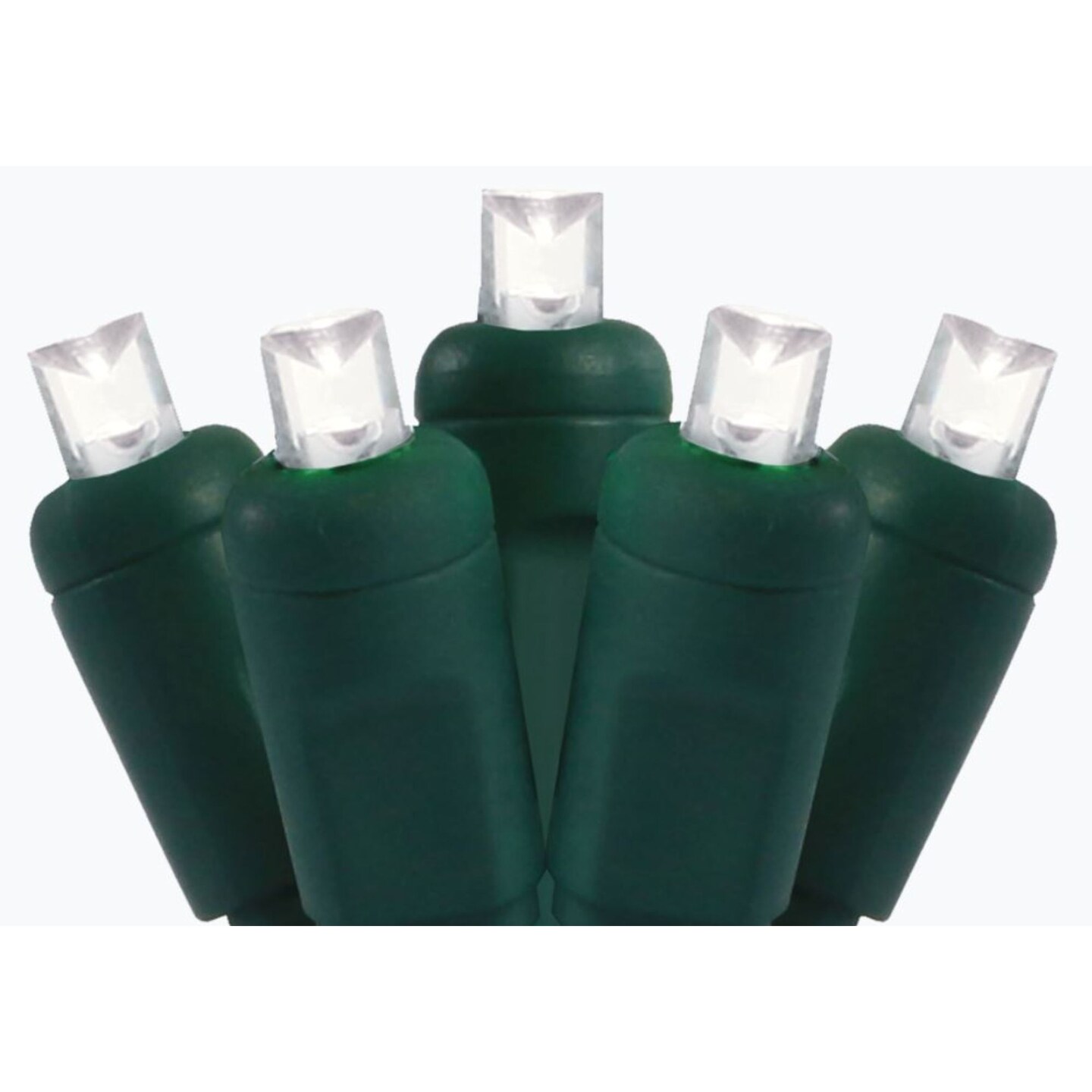 DLIG 50ct Pure White LED Wide Angle Christmas String Lights, 25.17 ft Green Wire