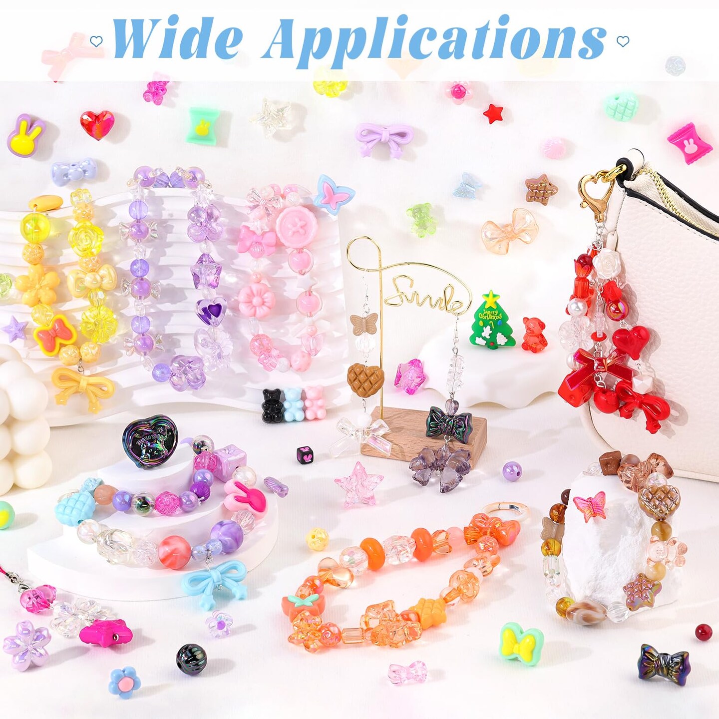 TINKRSTUFF Assorted 170-230PCS Macaroon Color Acrylic Beads For Bracelet Making, Bow Butterfly Candy GummyBear Aesthetic Bracelet Charms,Cute Beads For Jewelry Making DIY Necklace Keychain Phone Charm