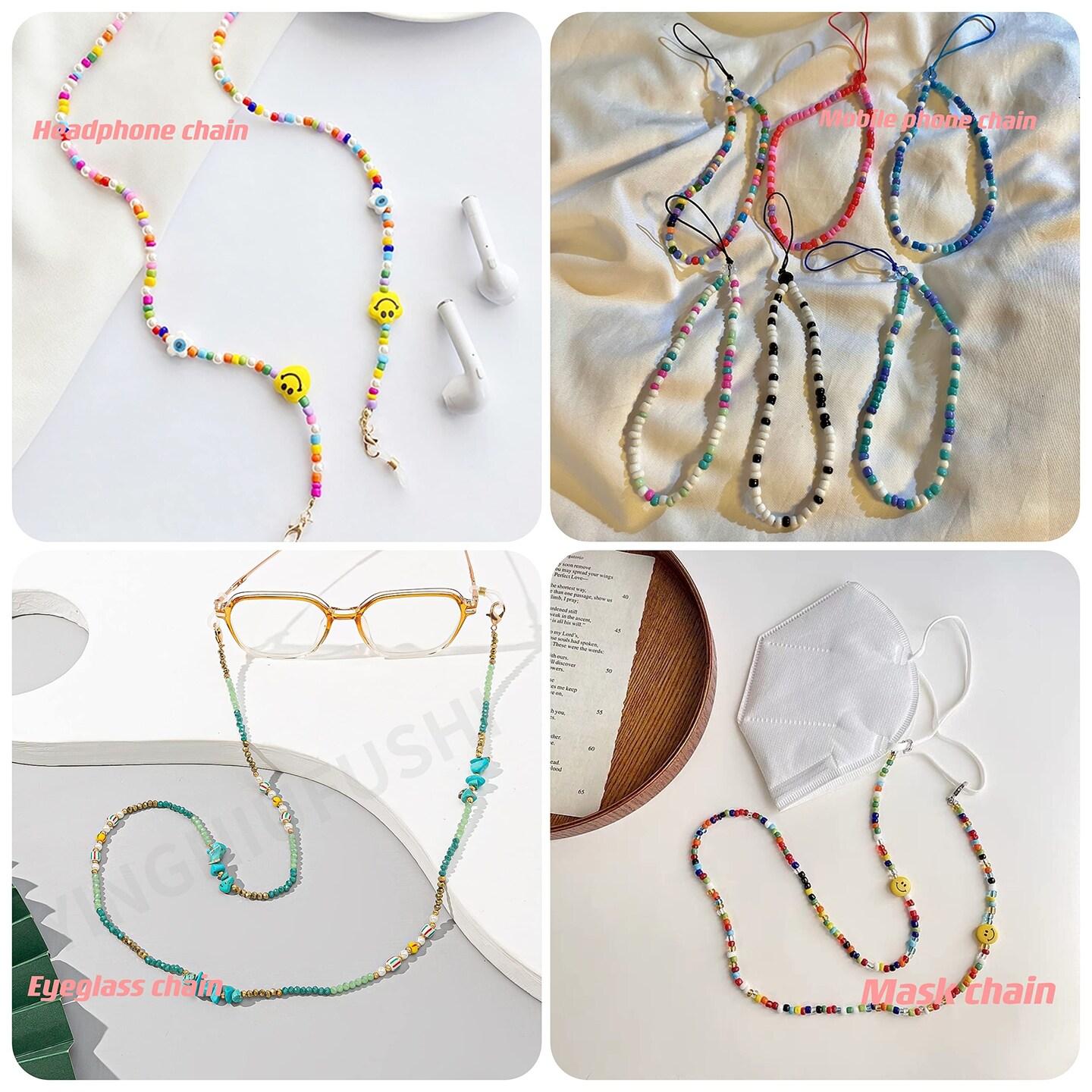 8600 pcs 4mm 6/0 48 Colors Glass Seed Beads, Charms Bracelet Jewelry Making Beads Kit Gifts Small Craft Glass Beads with Beading Elastic String for Bracelets Earrings Necklaces Making&#xFF08;48 Colors&#xFF09;