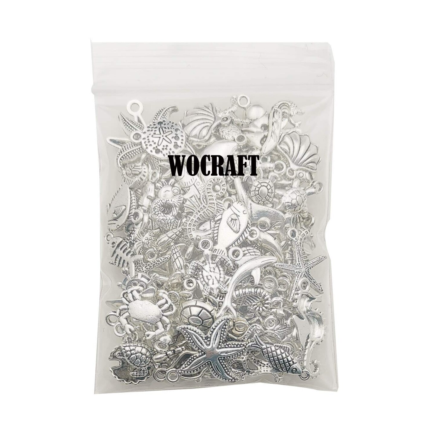 120g(100pcs) Antique Silver Sea Animals Marine Life Charms Pendants for Crafting, Jewelry Findings Making Accessory for DIY Necklace Bracelet (M292)