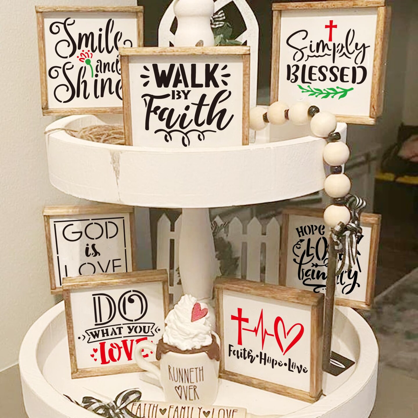 Small Stencils for Painting on Wood Reusable, 3 Inch Reusable Stencil for Craft Ornament Paint Template Stencils for Wall Card Rock Wood Signs Coasters Canvas Home Decor (Bible Words)