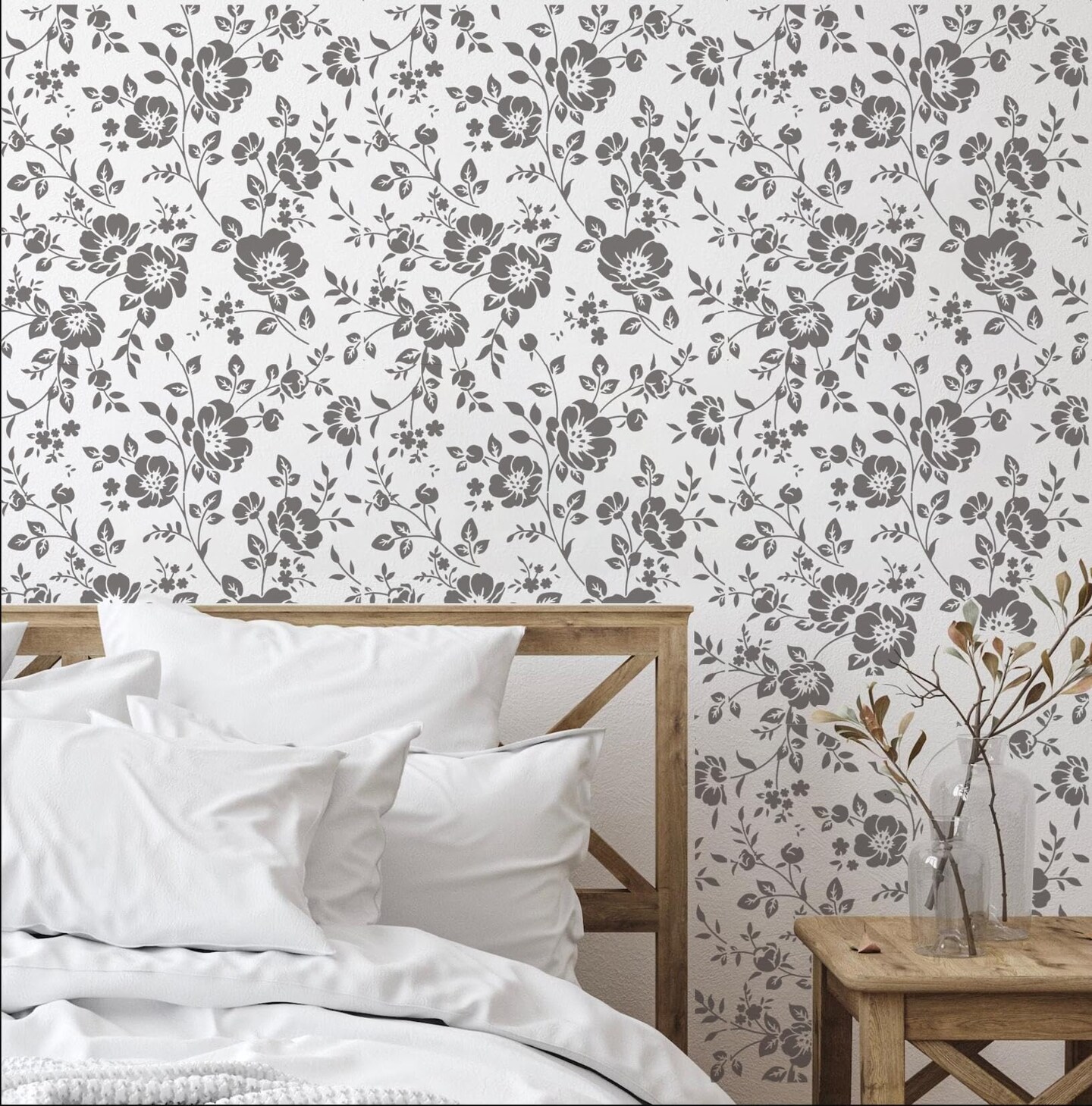Stencils for Crafts Reusable Texture Stencils for Painting Floral/Leopard/Brick Stencil Mixed Medium Drawing Templates for Wood Furniture Wall Fabric Canvas Paper DIY Decor&#xFF08;16p/6+12in&#xFF09;
