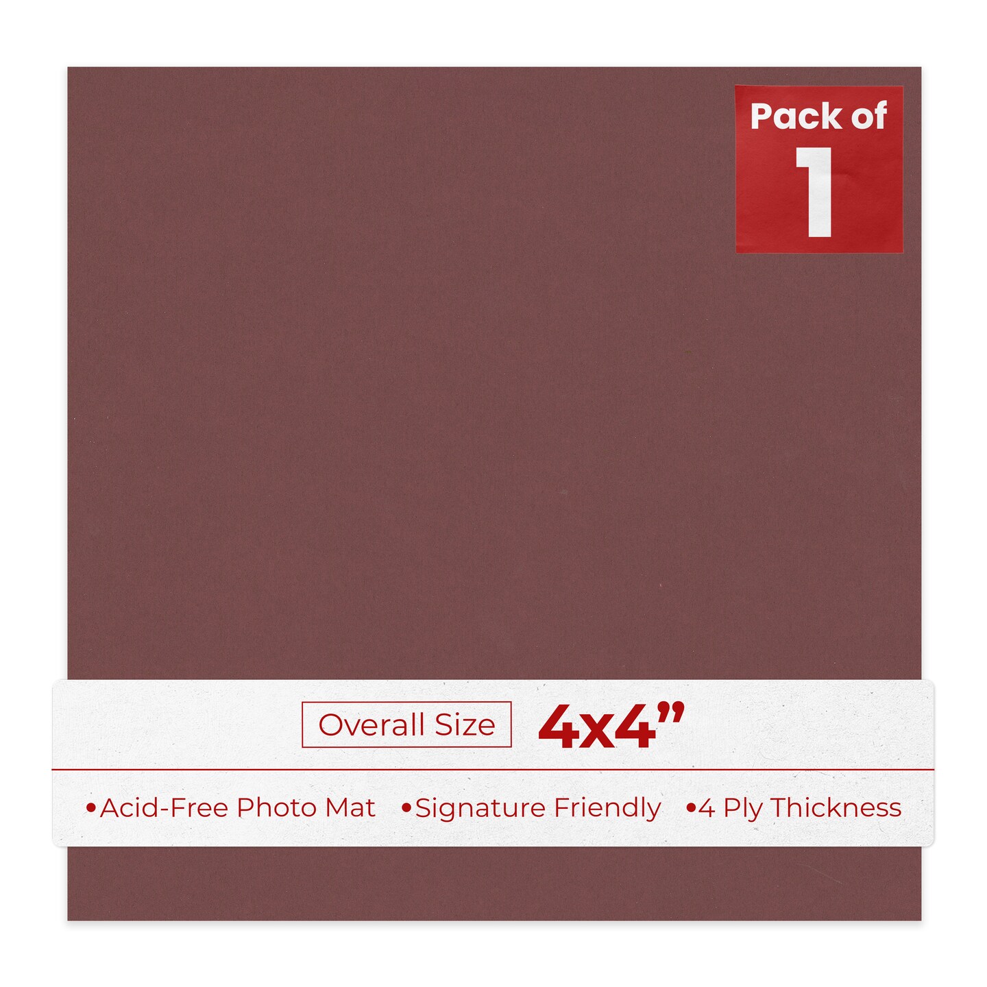 Maroon Red 4x4 Inch Uncut Mat Board - Blank Sheets, No Opening, Color ...