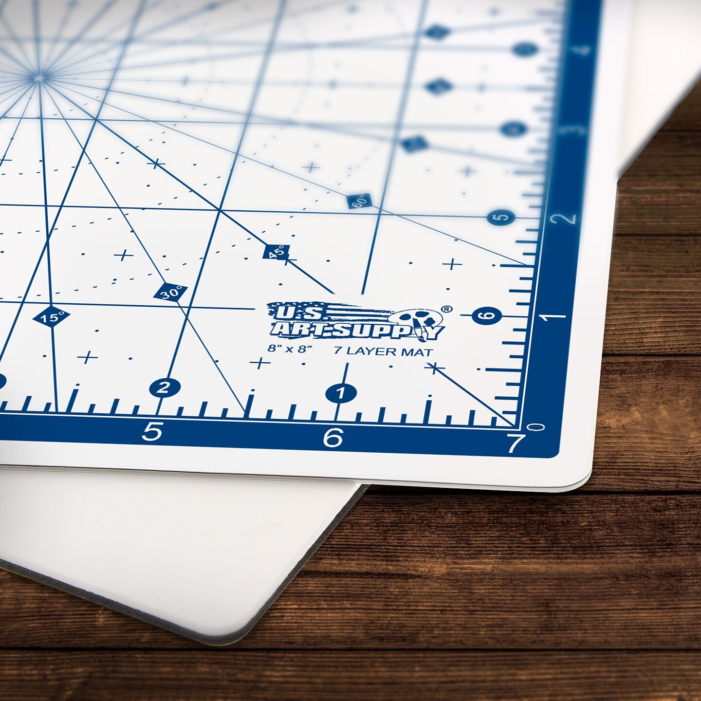 8" x 8" Self-Healing Cutting Mat 7-Ply - Rotary White/Blue Craft Mat, Non-Slip Cutting Mats for Crafts, Sewing, Quilting, Scrapbooking