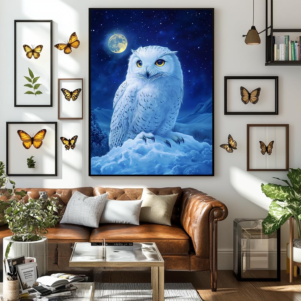 Diamond Painting Kits for Adults Owl on Snowy Mountain DIY 5D Diamond Art Kits for Beginners Full Drill Diamond Dots Crystal Craft Kits
