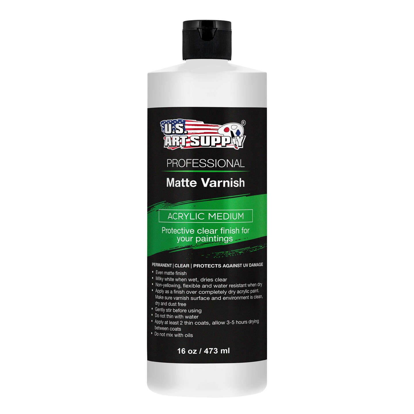 16 oz Matte Acrylic Varnish for Acrylic Painting, Permanent Clear Protection, Reduces UV &#x26; Photography Glare