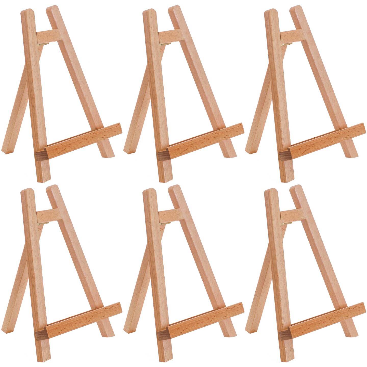 10.5" Small Wooden Tabletop Easel (6 Pack) for Painting and Display Stand - A-Frame Table Top Easel, Canvas Holder