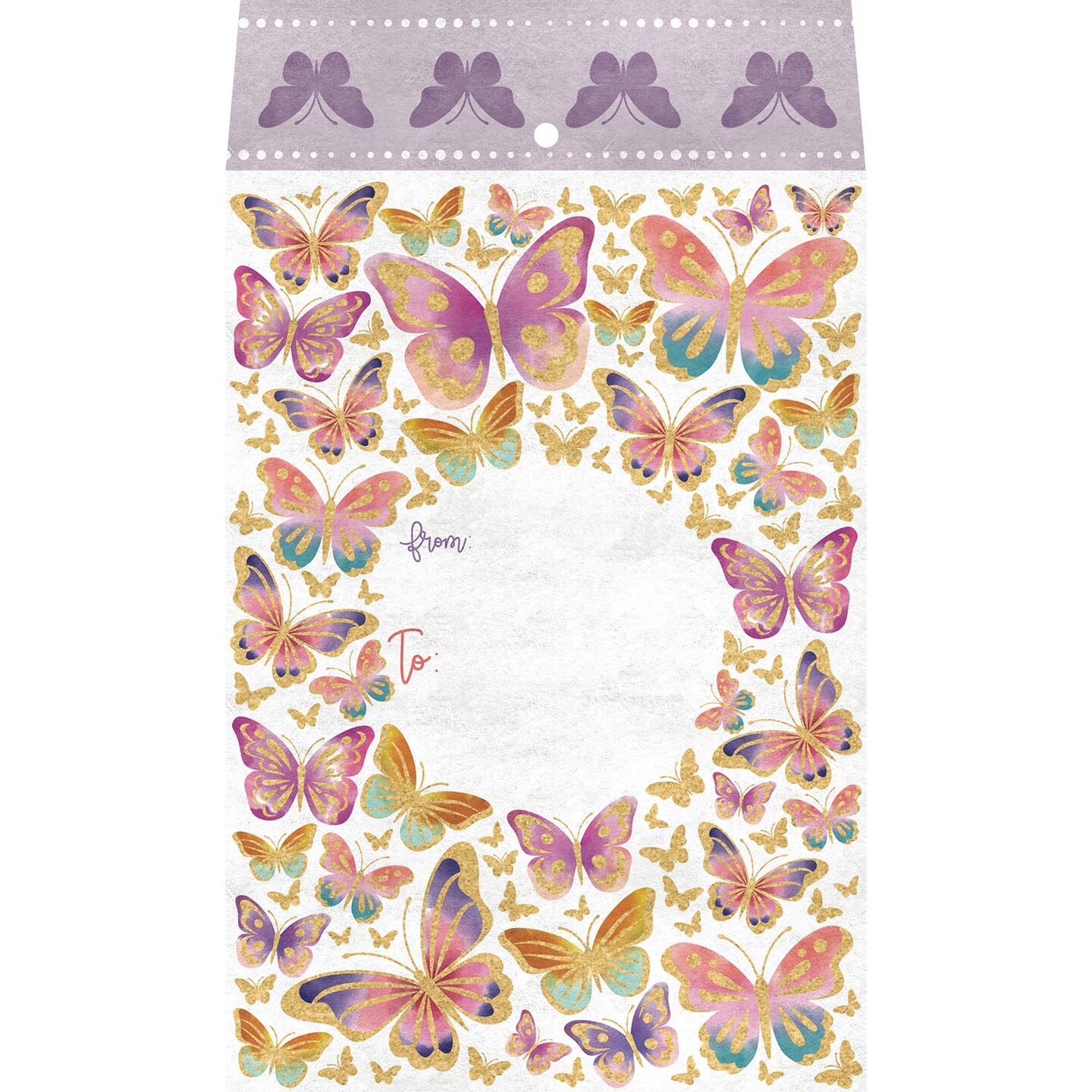 Pack/6: Butterflies Theme Mailing Envelope - 6 x 1/2 x 9-1/2&#x22;