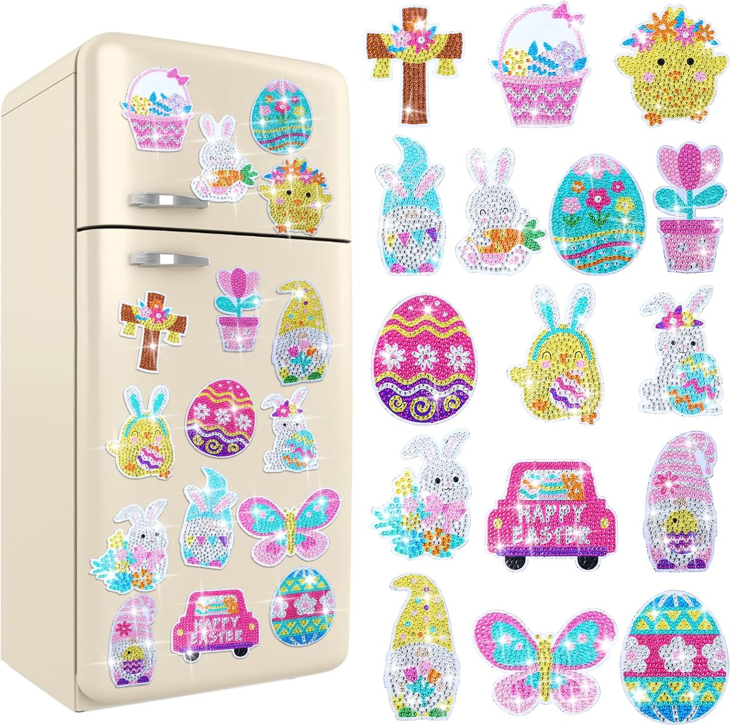 16PCS Easter Diamond Art Painting Magnets
