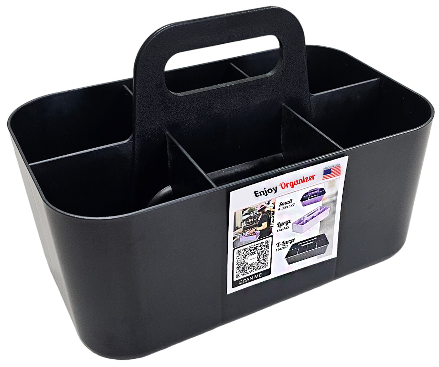 Enjoy Organizer Small Stackable and Portable Simple 6-Compartment Art Caddy - Made In USA