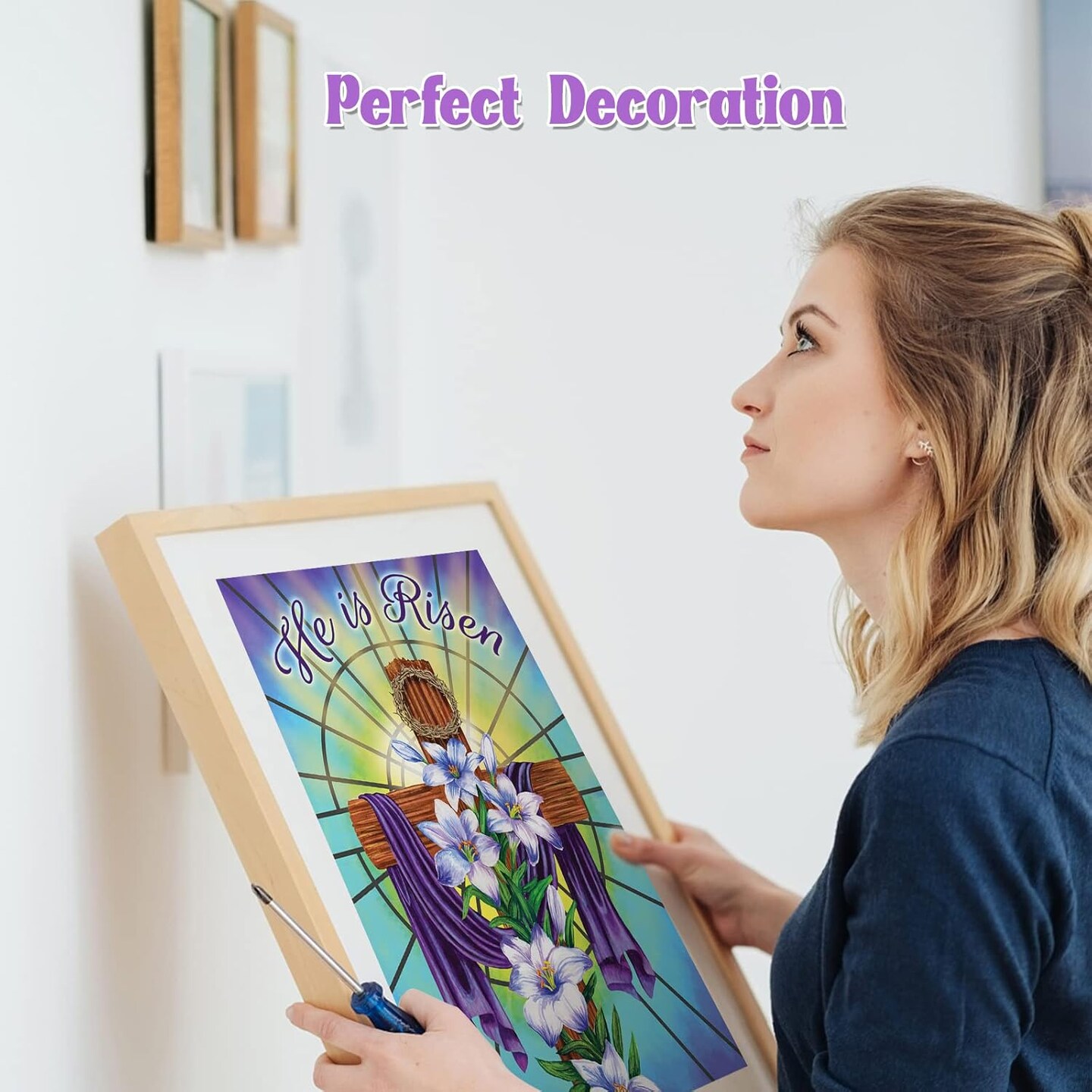 Easter cross diamond art kit for adults featuring a floral design—DIY 5D crystal craft with full drill, measuring 30×40 cm. Perfect for relaxing creativity, home wall décor, or as a meaningful gift.