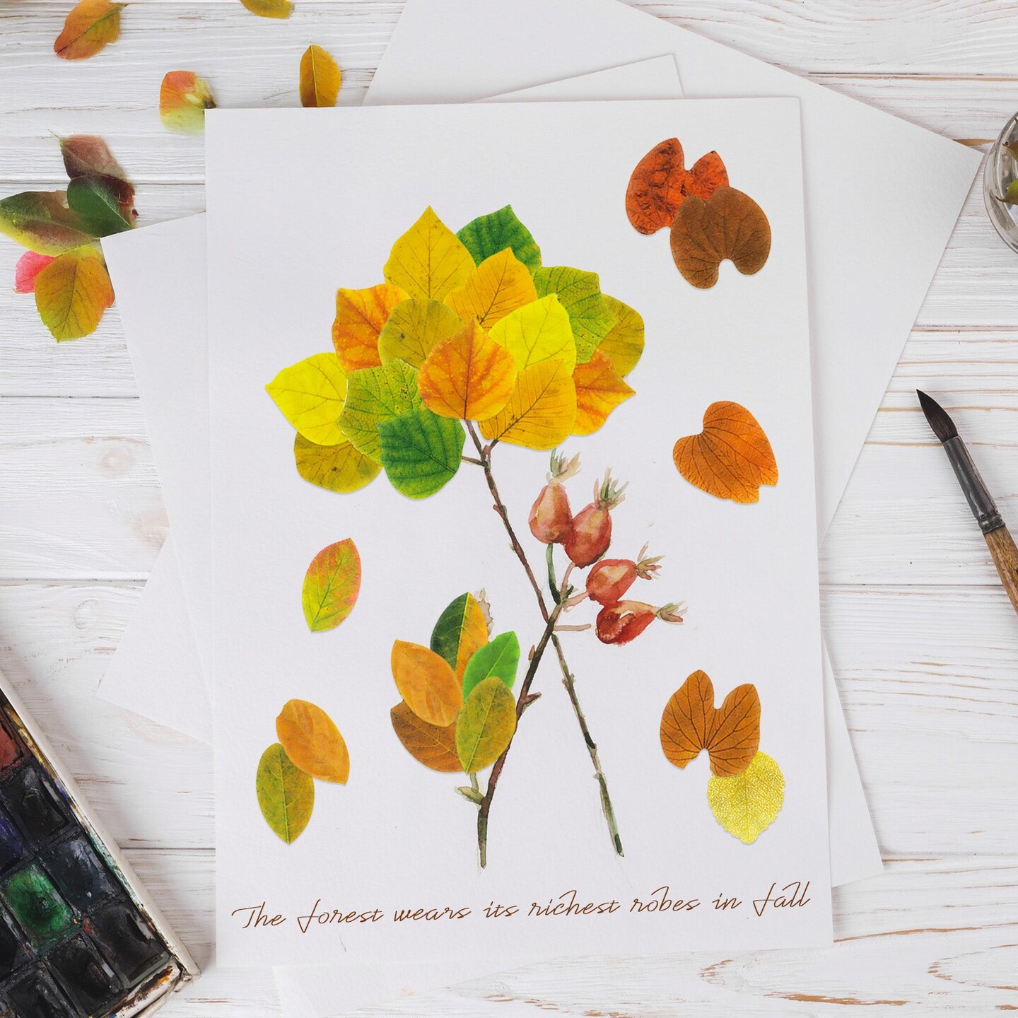 Wrapables Decorative Fall Leaves Washi Tape Stickers Colorful Autumn Leaves for Scrapbooking, Stationery, Diary, Card Making, Arts & Crafts, 4 Rolls (200 Pieces Total)