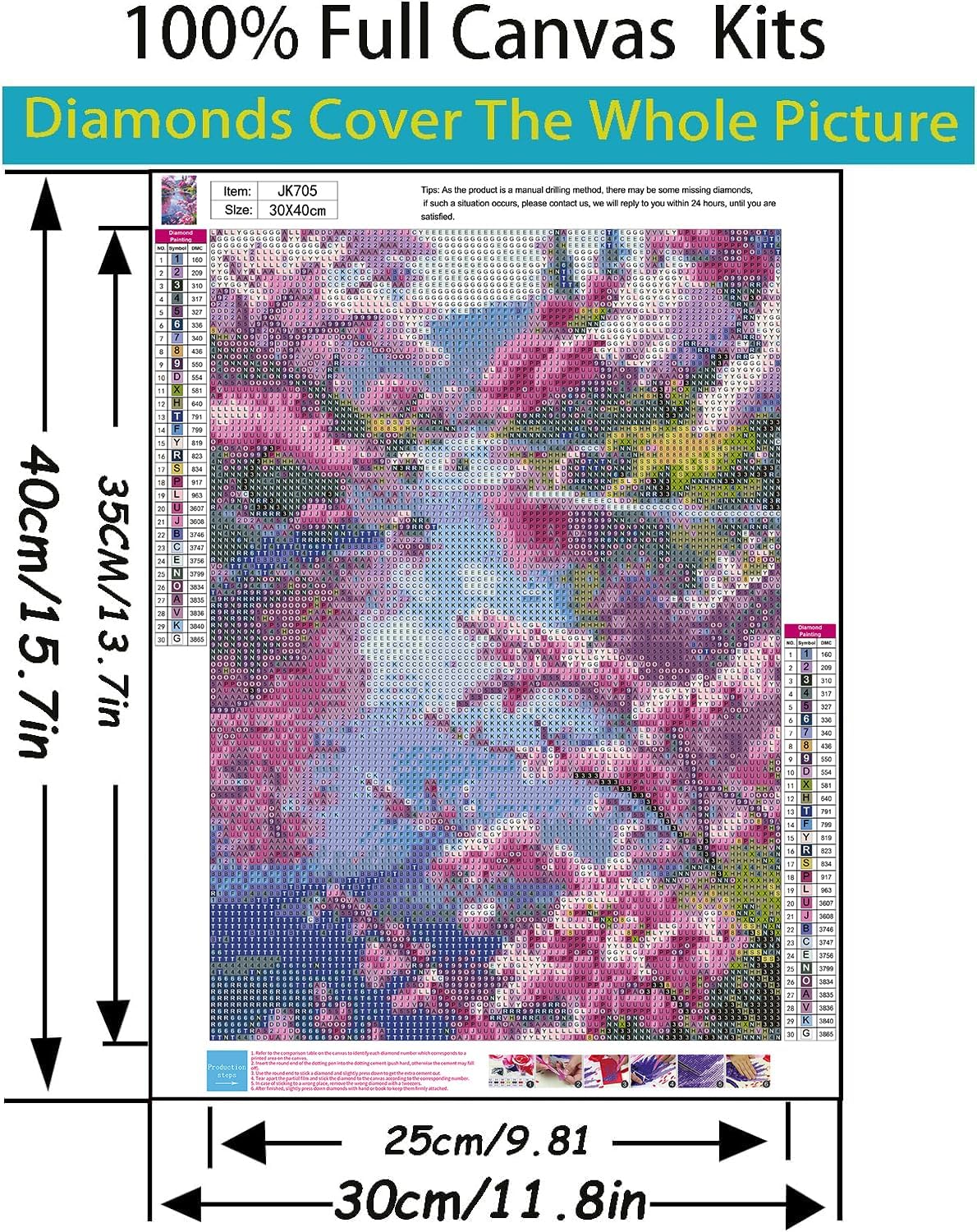 5D Diamond Painting Kits for Adults Beginners,Flower Lake Diamond Art Kit,DIY Full Round Drill Diamond Dot Gem Art Kits for Adults,Home Wall Decor 11.8x15.7 Inch
